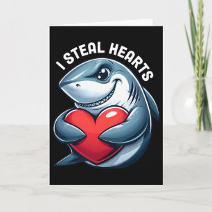 Carte Je vole des cœurs drôle Requin Saint-Valentin Cœur