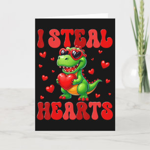 Carte Je vole des coeurs Mignon dinosaure coeur Saint Va