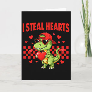 Carte Je vole des coeurs Saint-Valentin Dinosaure Mignon