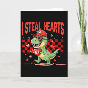 Carte Je vole des cœurs Saint-Valentin Garçons Dinosaure