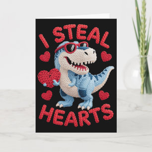 Carte Je vole des cœurs Tenue de dinosaure mignon pour e