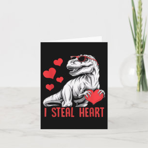 Carte Je vole le cœur T-rex dinosaure Saint-Valentin gar