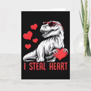 Carte Je vole le cœur T-rex dinosaure Saint-Valentin gar