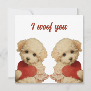 Carte Je vous aboie Message d'amour de chiots vintage