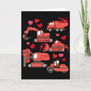 Carte Je vous aime Camions de construction pour la Saint