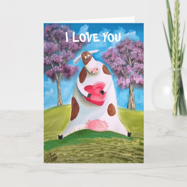 CARTE JE VOUS AIME CUTE COW COART (Devant)