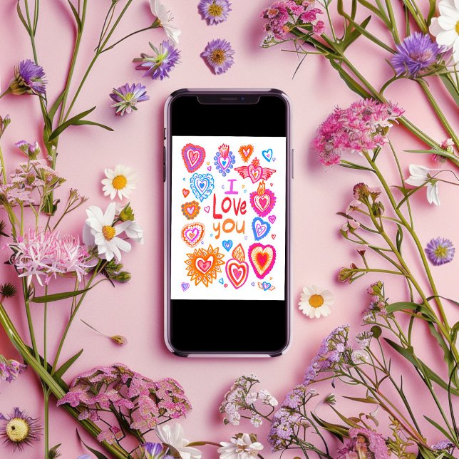 Carte JE VOUS AIME Joyeux Coeurs Whimsical De Saint Vale (I LOVE YOU Happy Valentine Bright Whimsical Hearts Card
Digital DOwnload)