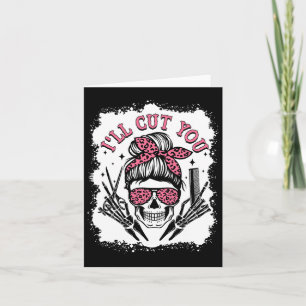 Carte Je vous couperai les cheveux de coiffeuse décoloré