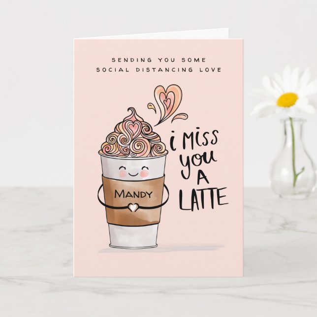 Carte Je Vous Manque Un Café Latte Kawaii Distances Soci (Petite plante)