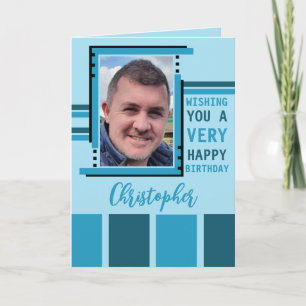 Carte Je vous souhaite bonne photo d'anniversaire bleu