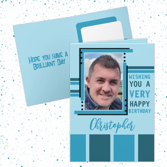 Carte Je vous souhaite bonne photo d'anniversaire bleu (Créateur téléchargé)