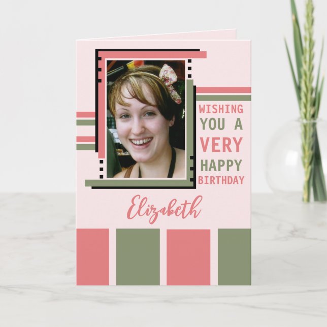 Carte Je vous souhaite bonne photo d'anniversaire rose v (Devant)