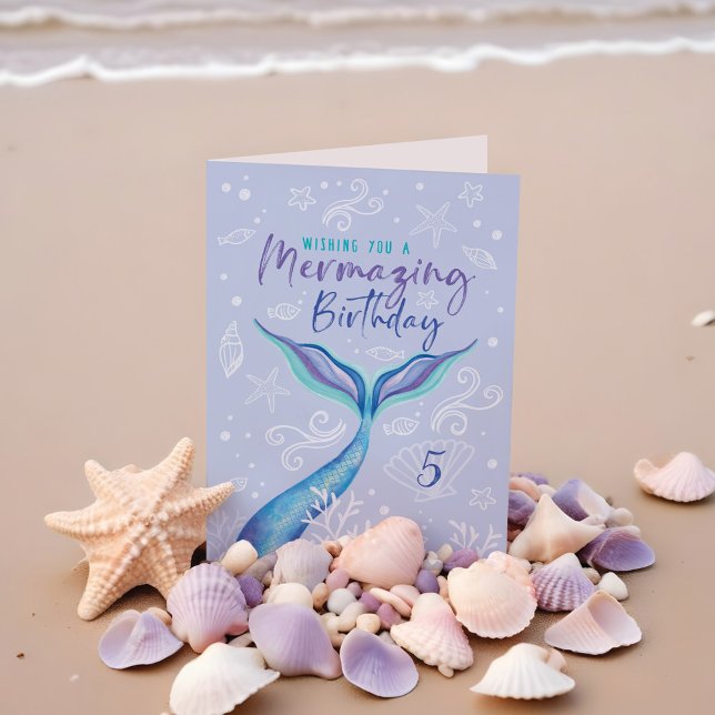 Carte Je vous souhaite un merveilleux anniversaire sous  (Wishing You a Mermazing Birthday Under The Sea Card)
