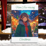 Carte Je vous souhaite un Noël formidable<br><div class="desc">Jolie fille Anime sur un jour d'hiver Noël et Bonne Année carte.</div>