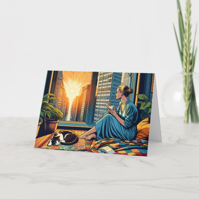 Carte Je vous souhaite une journée paisible | Femme au c (Devant)