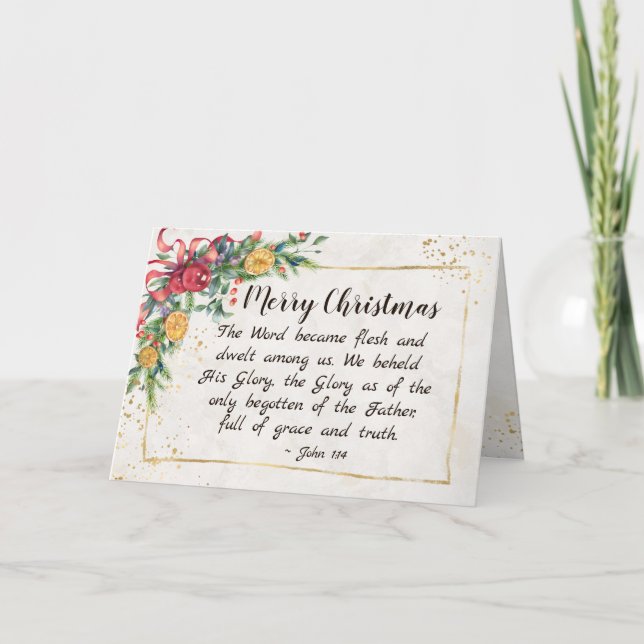 Carte Jean 1:14 La Parole devint Flesh, Noël (Devant)