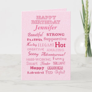 Carte Jennifer Happy Birthday Mots de louanges
