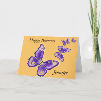 Carte Jennifer, Happy Birthday purple butterfly
