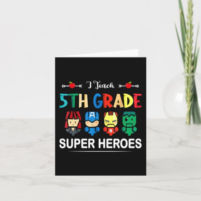 Carte J'Enseigne Les Superhéros De 5E Année À L'École (Devant)