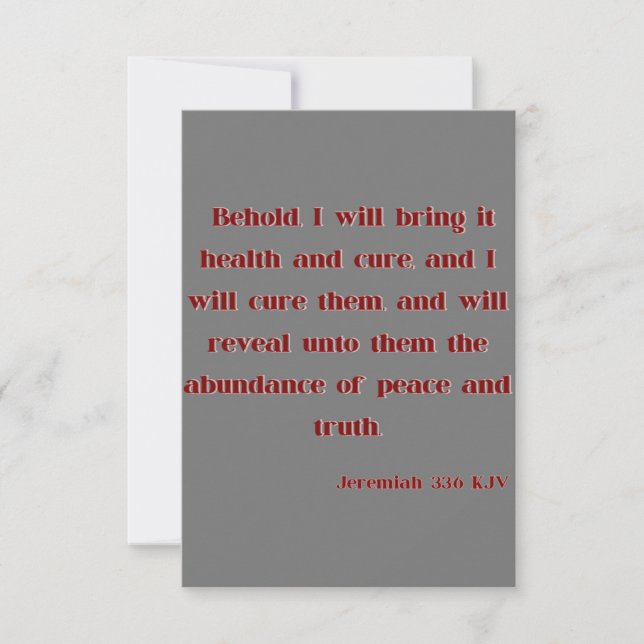Carte Jeremiah 33:6 KJV Bible Écriture Salutation (Devant)