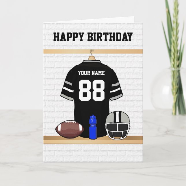 Carte Jersey Black and Grey Football Joyeux anniversaire (Devant)