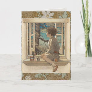 Carte Jessie Wilcox Smith "Dream Blocks" Garçon Fenêtre