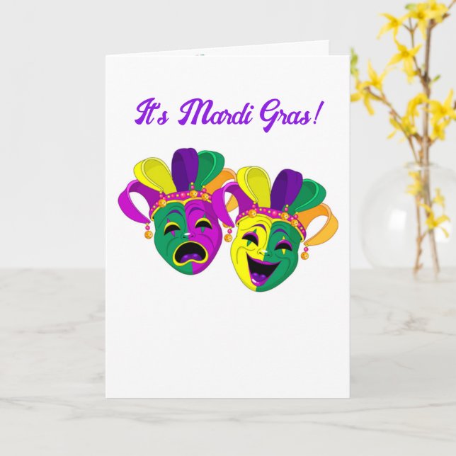 Carte Jesters de message personnalisé Mardi Gras (Fleur jaune)
