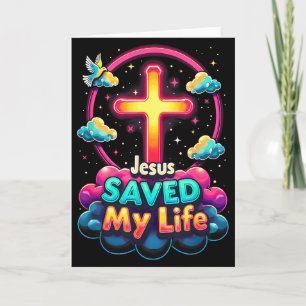 Carte Jésus a sauvé ma vie Croix Chrétiens Bible Religio