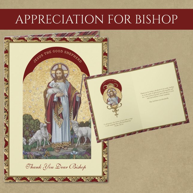 Carte Jésus Bon Pasteur Evêque Prêtre Encouragement (Religious Catholic Appreciation for Bishop FREE SHIPPING available at checkout! )