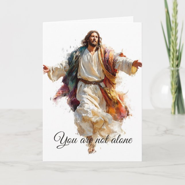 Carte Jésus Bras Ouverts Tu n'es pas Seul Foi Confort (Devant)