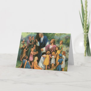 Carte Jésus-Christ bénissant les enfants, religion vinta