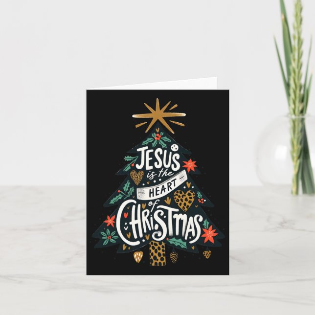 Carte Jesus Christian Christmas Tree Men Women Kids Xmas (Devant)