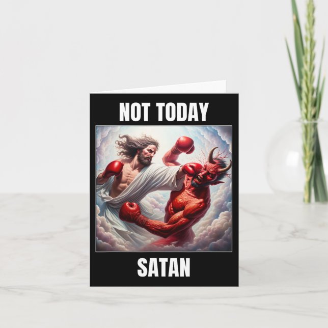 Carte Jésus Contre Satan Dans Un Match De Boxe - Pas Auj (Devant)