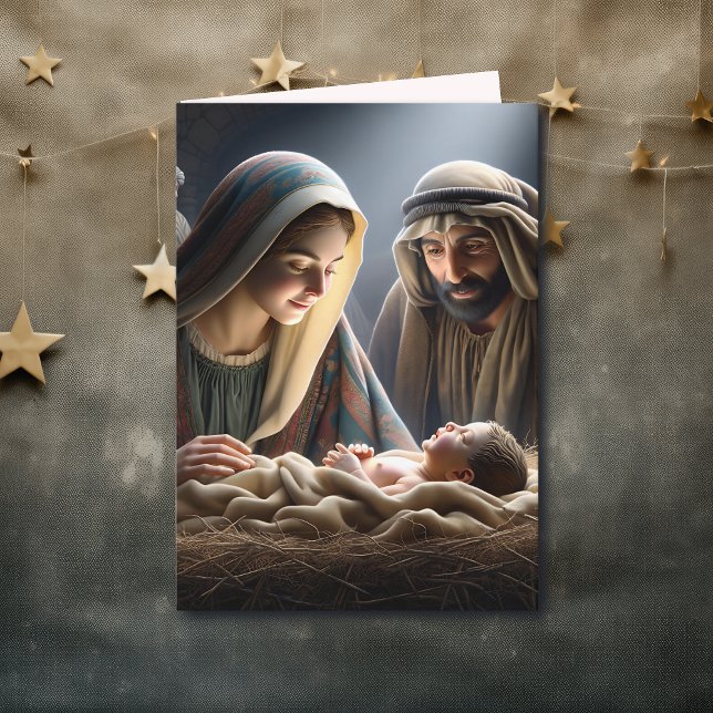 Carte Jésus dans le Manger | Noël religieux (Créateur téléchargé)