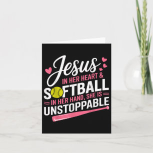 Carte Jésus Dans Son Coeur Et Softball Dans Sa Main Soft
