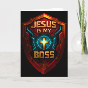 Carte Jésus est mon patron Bouclier chrétien Super-héros