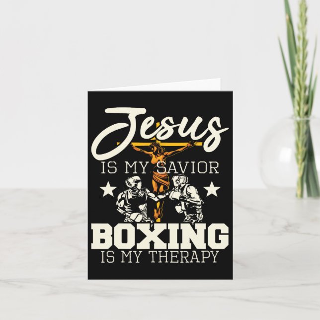 Carte Jésus Est Mon Sauveur Boxe Est Mon Thérapie - Boît (Devant)