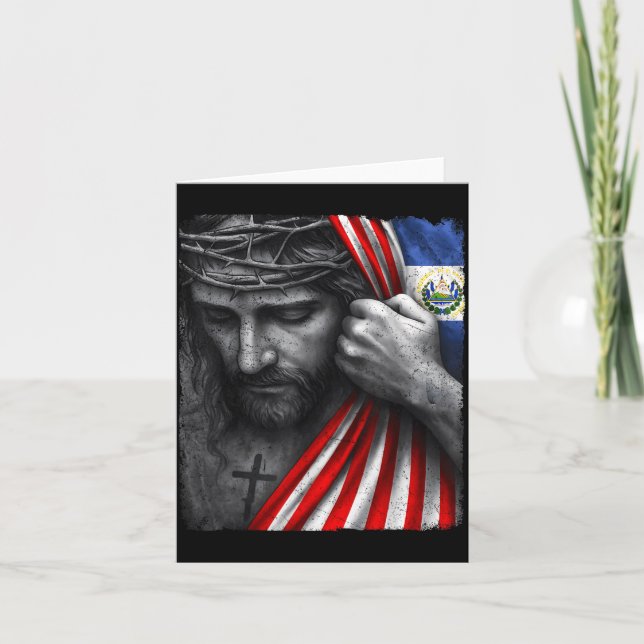 Carte Jesus Faith Cross Crown America El Salvador Herita (Devant)