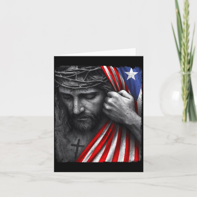Carte Jesus Faith Cross Crown America Puerto Rico Herita (Devant)