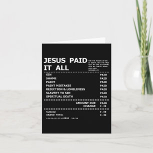 Carte Jésus L'A Payé Toute Croix Chrétienne Dieu Foi Bib