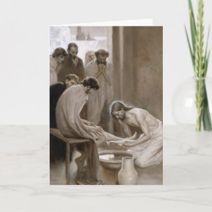 Carte Jésus Lave les pieds des disciples   Albert Edelfe
