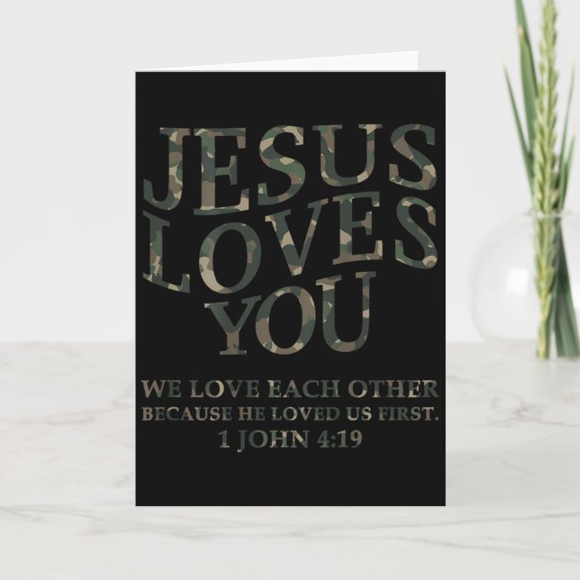 Carte Jesus Loves You Me Camo Christian Youth Men God So (Devant)