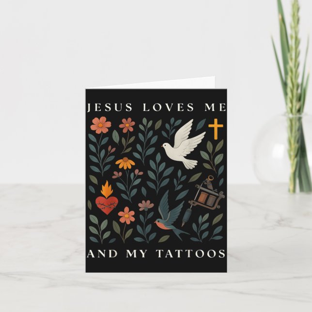 Carte Jésus m'aime et mes tatouages  (Devant)