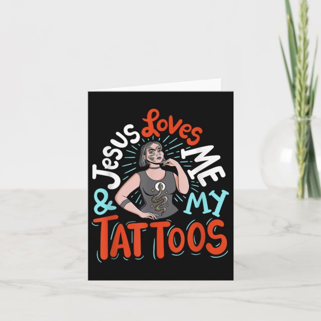 Carte Jésus M'Aime Et Mes Tatouages (Devant)