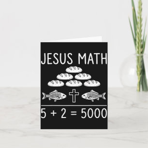 Carte Jésus maths 2 poissons 5 pains nourrit les 5000 bi