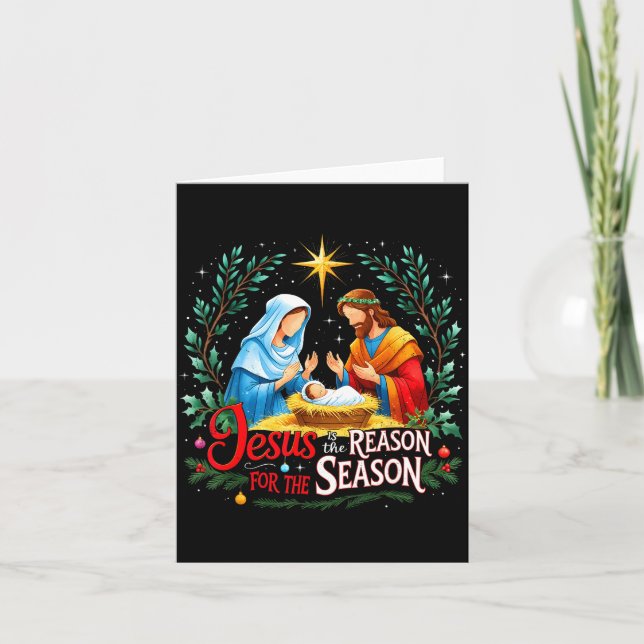Carte Jesus Reason For The Season Nativity Christmas Des (Devant)