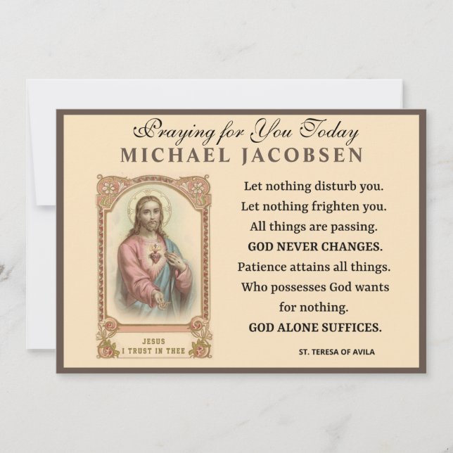 Carte Jésus Religieux Sainte Thérèse d'Avila Prière (Devant)