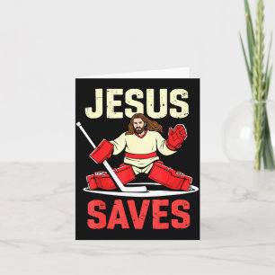 Carte Jésus Sauve Gardien de But de Hockey sur Glace Chr