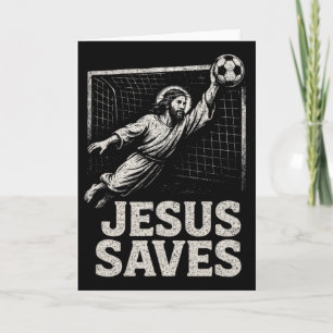 Carte Jésus Sauve - Gardien de Football Inspiration Chré