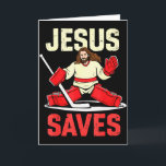 Carte Jésus Sauve Gardien de Hockey sur Glace Joueur Chr<br><div class="desc">Jésus Sauve Gardien de Hockey sur Glace Joueur Chrétien T-shirt Drôle</div>